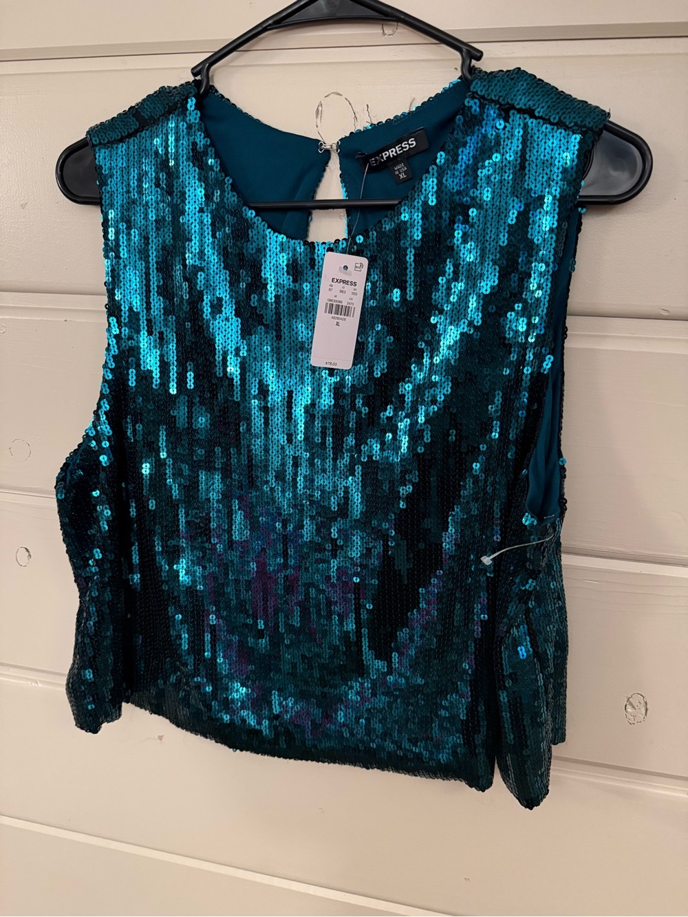 Express Teal Sequin Sleeveless Camisole